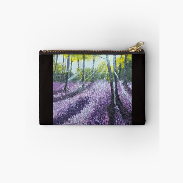 Item preview, Purple flowers on the forest floor at sunset designed and sold by jackcaryartshop.