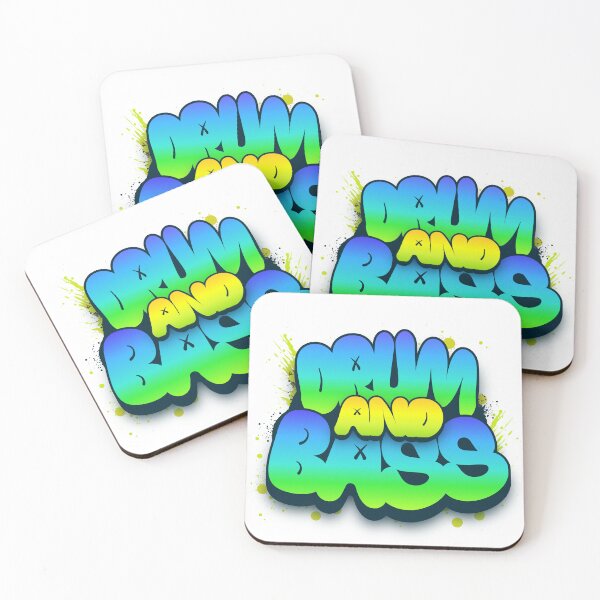Item preview, DRUM AND BASS  - Puffy Y2k Color Font (blue,yellow) designed and sold by Discothreadz.