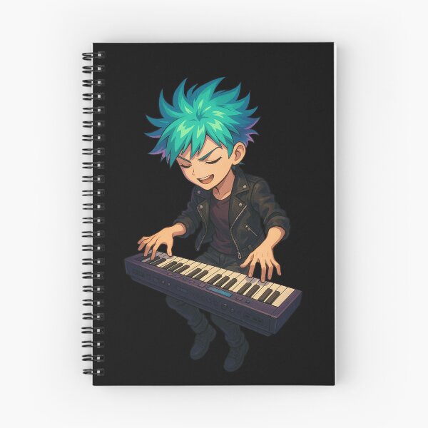 Item preview, Piano Punk – Neon-Haired Anime Boy with Floating Electric Piano designed and sold by ColorSplash123.