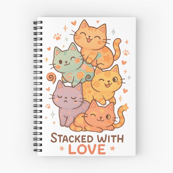 Item preview, Stacked With Love – Playful Colorful Cats Illustration designed and sold by 5CatDesign.