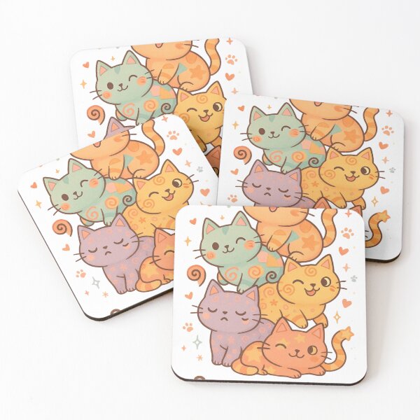 Item preview, Stacked With Love – Playful Colorful Cats Illustration designed and sold by 5CatDesign.