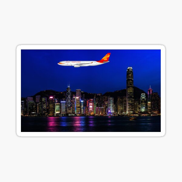 Item preview, Airbus of Hong Kong Airlines Over Victoria Harbour – Hong Kong Travel Art designed and sold by surecanmakeit.