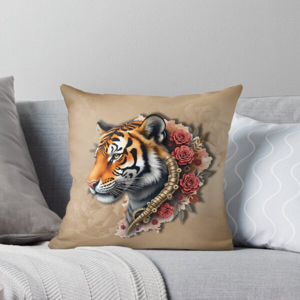 Item preview, Steampunk Tiger with Roses Illustration. designed and sold by nicky2342.