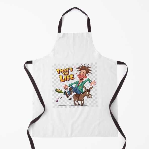 Item preview, Funny Thin Drunk Man Struggling to Mount Donkey Cartoon Design designed and sold by Vibe-Studio.