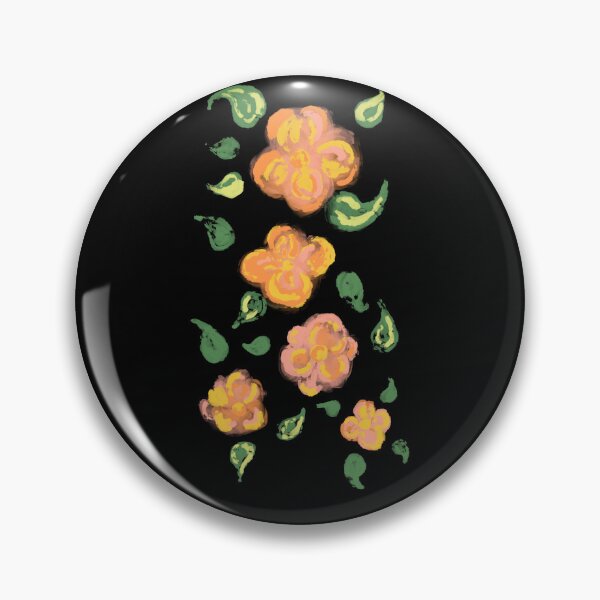 Artikelvorschau, Spanische rosa, orange und gelbe Blumen auf Schwarz von ElitebyElise entworfen und verkauft von ElitebyElise.