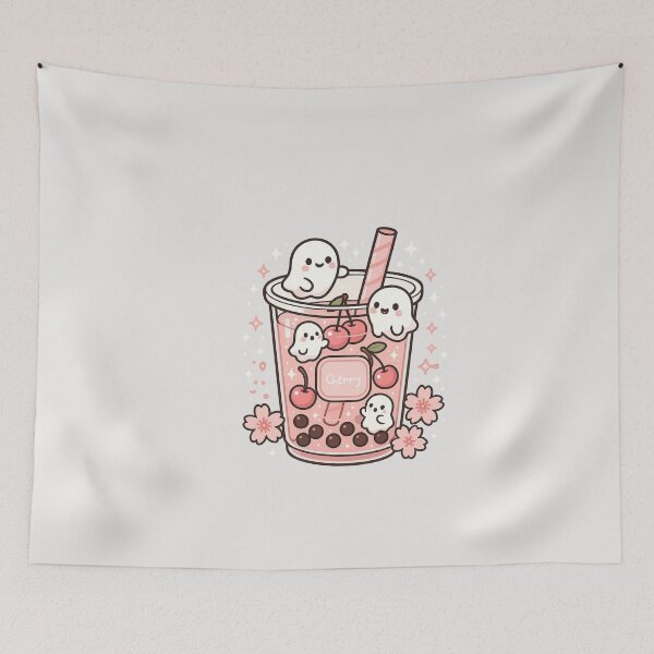 Item preview, Cherry Boba Cup with Mini Ghosts designed and sold by ppcreation.