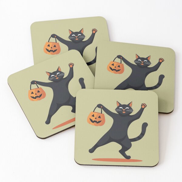 Item preview, Black cat grooving at the Halloween bash, swinging a pumpkin basket like it’s a disco ball! designed and sold by AddyTae.