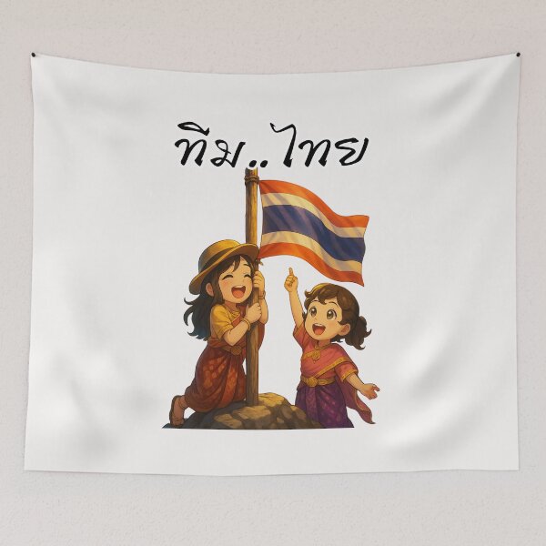 Item preview, Team Thailand - Cute Thai Kids Holding Flag in Traditional Dress designed and sold by konthai.familyart.