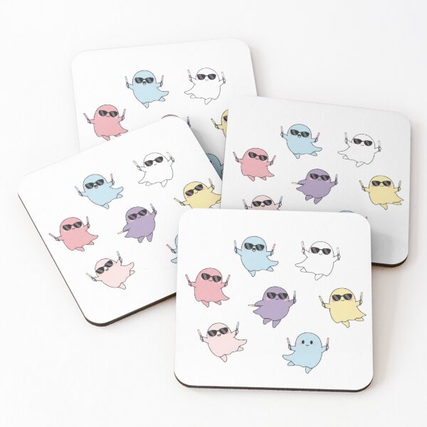 Item preview, Cute Kawaii Ghosts with Glow Sticks – Adorable Pastel Spooky Party Pattern designed and sold by EverMuse_0_0.