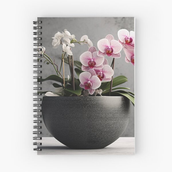 Aperçu de l'œuvre Arrangement élégant d'orchidées dans un pot noir minimaliste créée et vendue par StudioDina.