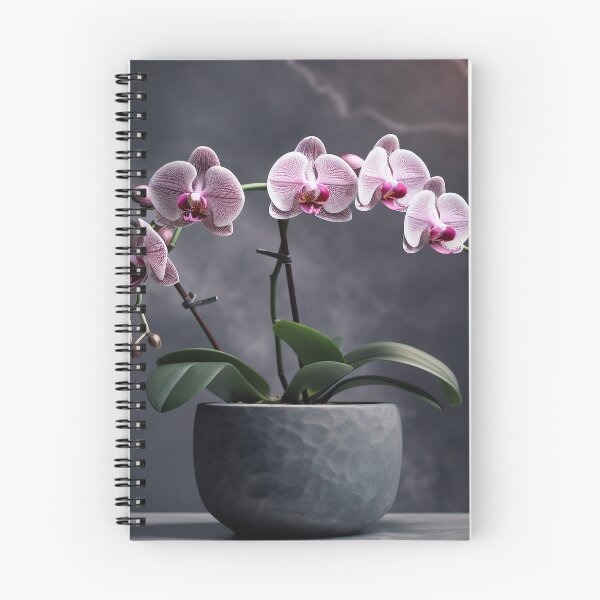 Item preview, Minimalist Orchid in Dark Marble Pot – Elegant Floral Decor designed and sold by StudioDina.