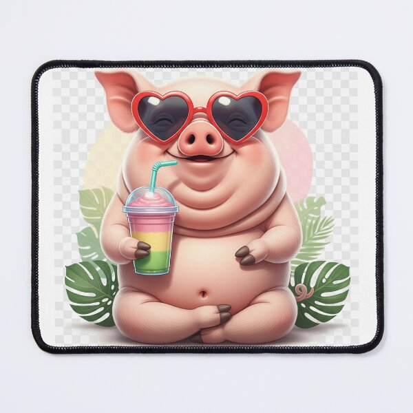Item preview, Cute Funny Pig Doing Yoga with Sunglasses Cartoon Design designed and sold by Vibe-Studio.