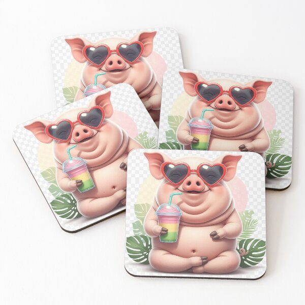 Item preview, Cute Funny Pig Doing Yoga with Sunglasses Cartoon Design designed and sold by Vibe-Studio.