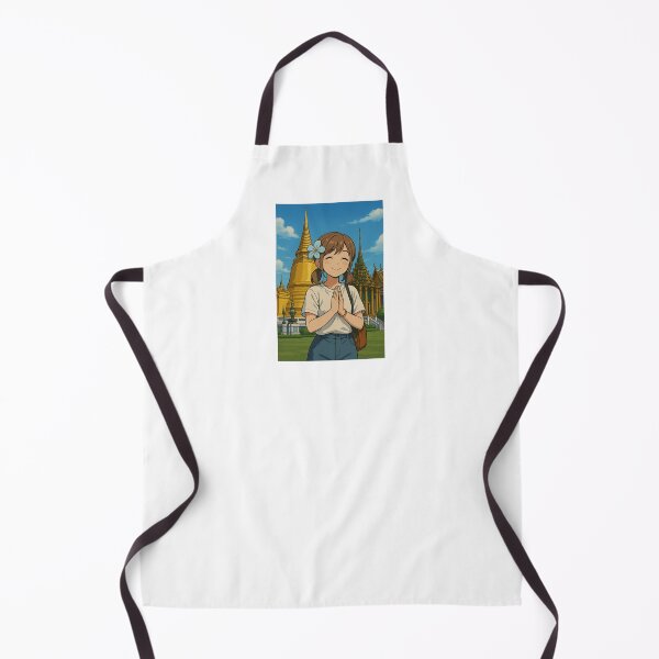 Item preview, Thai Girl Greeting at Temple – Cultural Travel Illustration designed and sold by konthai.familyart.