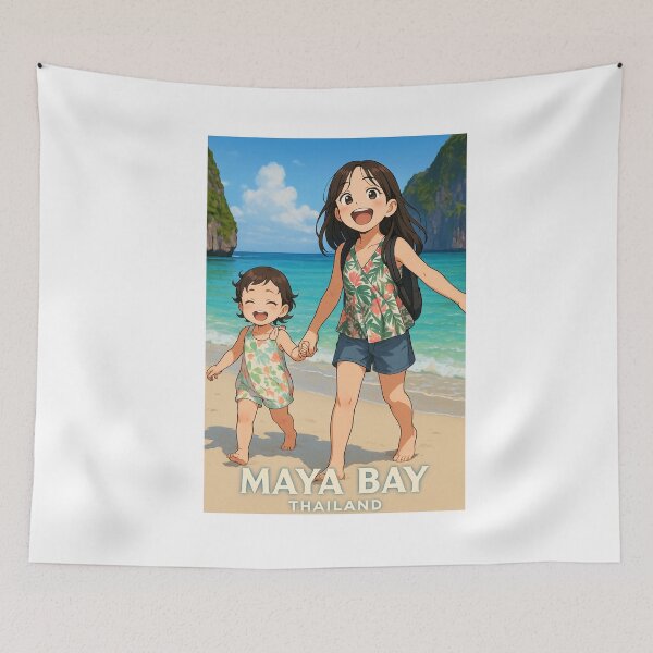 Item preview, Maya Bay Thailand | Cute Anime Sisters on Vacation designed and sold by konthai.familyart.
