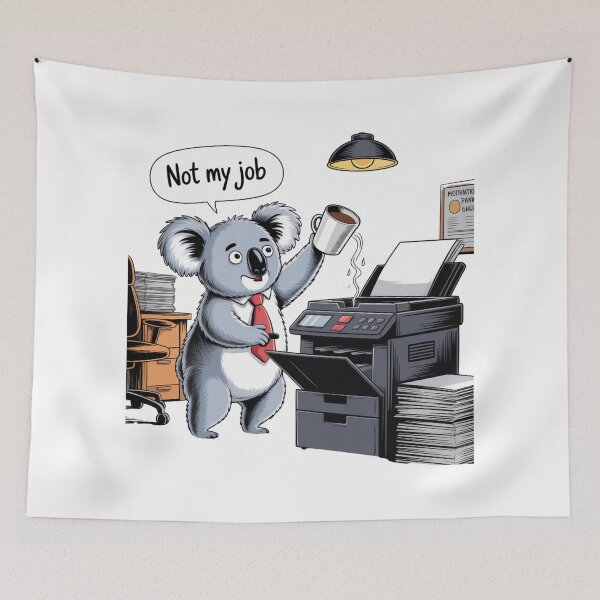Item preview, Not My Job – Funny Koala Office Coffee Spill Cartoon designed and sold by ArtByYunus.