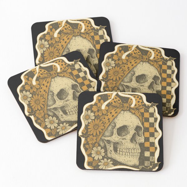 Item preview, Vintage Skull with Flowers and Bow - Retro Halloween Aesthetic Design designed and sold by haitrieuic96.