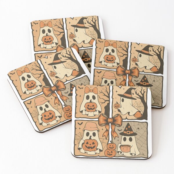 Item preview, Vintage Halloween Ghosts Grid - Cute Spooky Characters and Pumpkins designed and sold by haitrieuic96.
