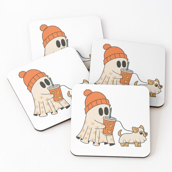 Item preview, Ghost and Dog in Costumes - Autumn Halloween Coffee Walk Design designed and sold by haitrieuic96.