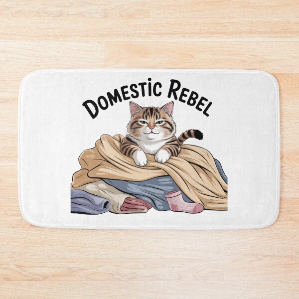 Item preview, Domestic Rebel – Sassy Cat on Laundry Pile designed and sold by ArtByYunus.