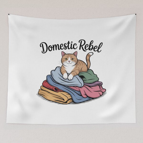 Item preview, Domestic Rebel – Sassy Cat on Laundry Pile designed and sold by ArtByYunus.