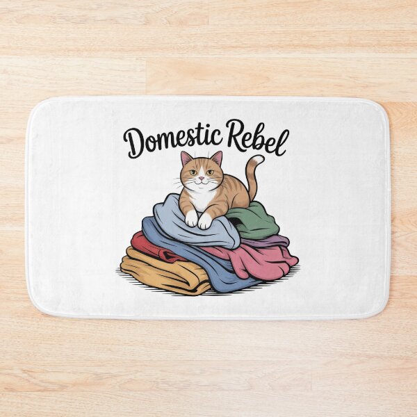 Item preview, Domestic Rebel – Sassy Cat on Laundry Pile designed and sold by ArtByYunus.