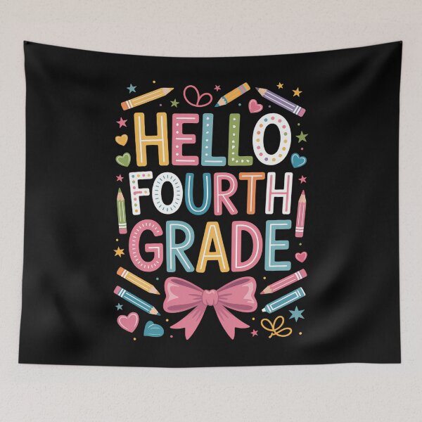 Item preview, Preppy Hello 4th Grade Teacher Coquette Bow Back To School designed and sold by Sunset4Bones.