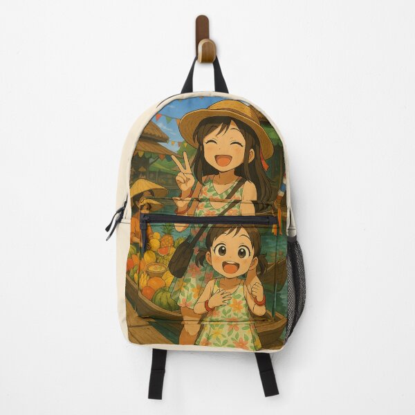 Item preview, Sisters at Thai Floating Market – Cute Travel Art designed and sold by konthai.familyart.