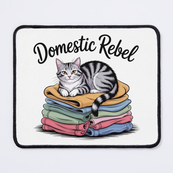 Item preview, Domestic Rebel – Sassy Cat on Laundry Pile designed and sold by ArtByYunus.
