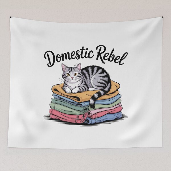 Item preview, Domestic Rebel – Sassy Cat on Laundry Pile designed and sold by ArtByYunus.