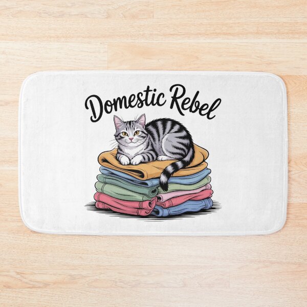 Item preview, Domestic Rebel – Sassy Cat on Laundry Pile designed and sold by ArtByYunus.