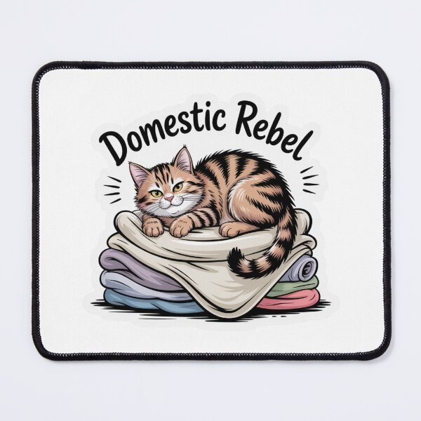 Item preview, Domestic Rebel – Sassy Cat on Laundry Pile designed and sold by ArtByYunus.