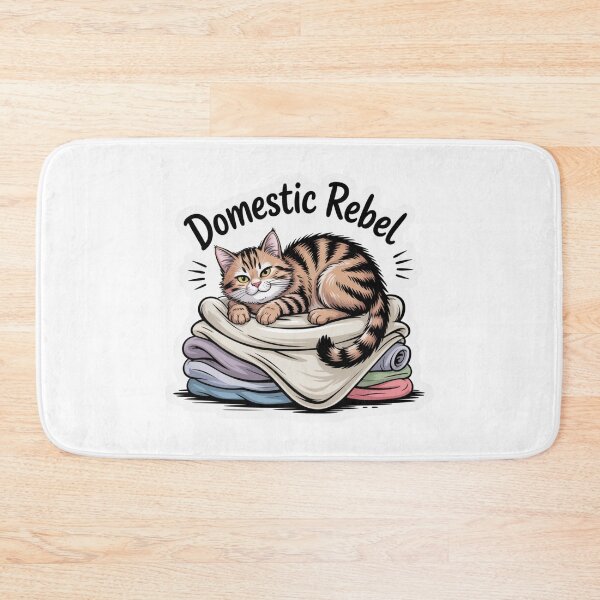Item preview, Domestic Rebel – Sassy Cat on Laundry Pile designed and sold by ArtByYunus.