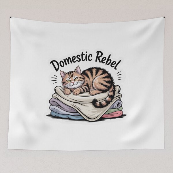 Item preview, Domestic Rebel – Sassy Cat on Laundry Pile designed and sold by ArtByYunus.