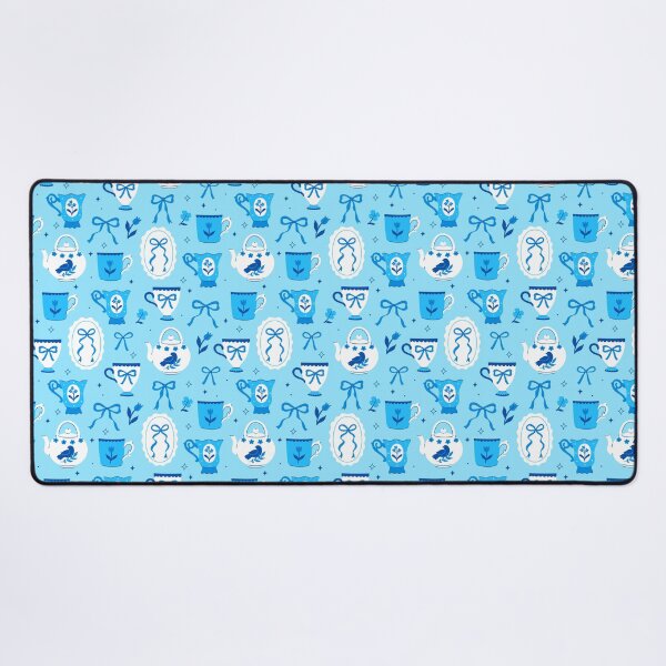 Item preview,  tea cups, teapots and bows in blue colors designed and sold by burbura.