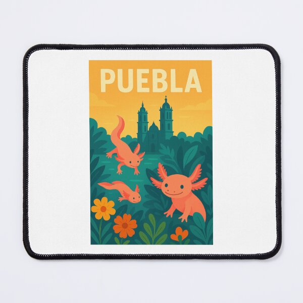Item preview, Playful Axolotls Explore Puebla Cathedral Garden Retro designed and sold by RetroPop23.