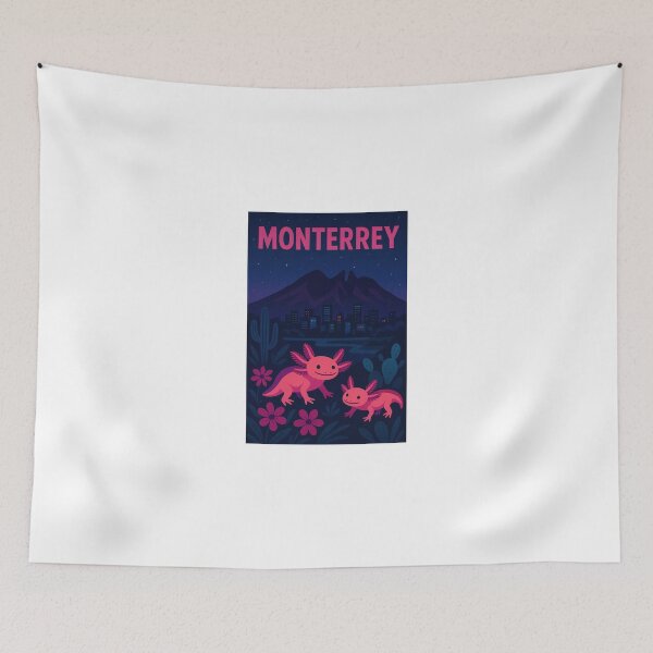 Artikelvorschau, Nächtliche Axolotl in der Nähe der Skyline von Monterrey, Bergsterne entworfen und verkauft von RetroPop23.