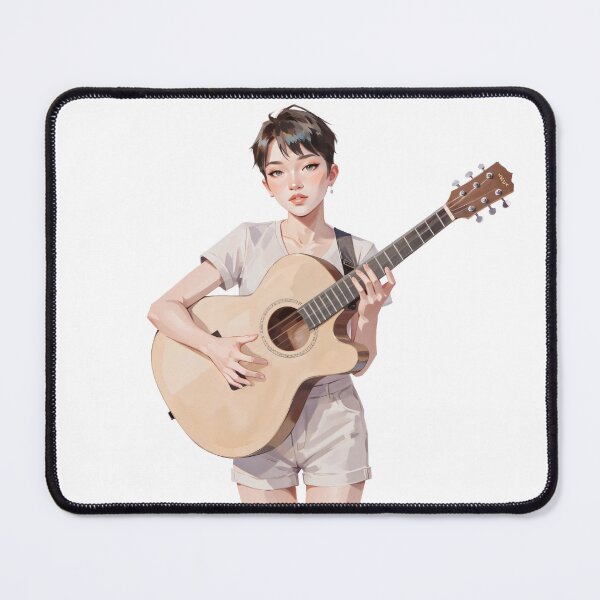 Item preview, Rock girl with guitar. digital painting. designed and sold by PThew.