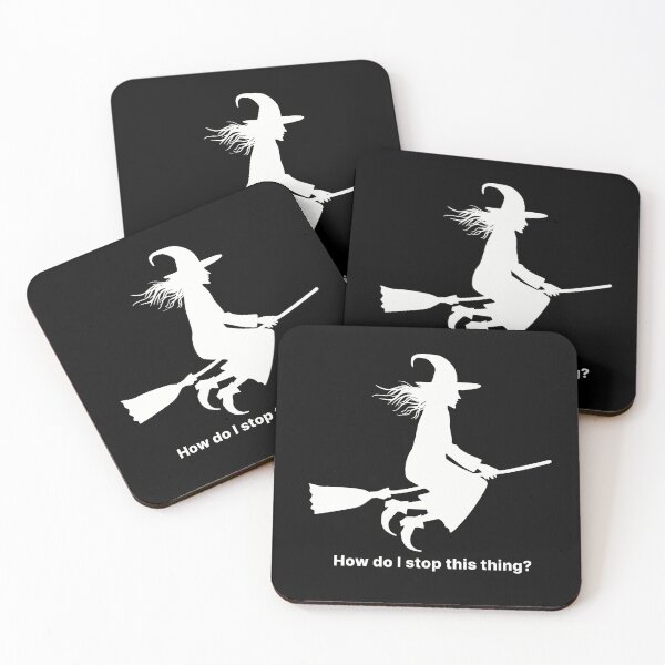 Item preview, How do I stop this thing? | Funny Halloween witch on broomstick designed and sold by ThingsOnTees.