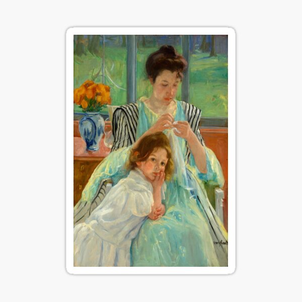 Item preview, Threads of Tenderness – Young Mother Sewing – Mary Cassatt 1900// Public Domain designed and sold by Vernissage-dart.