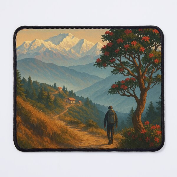 Item preview, Trail to Sandakphu with Rhododendrons, India designed and sold by Aryabek.