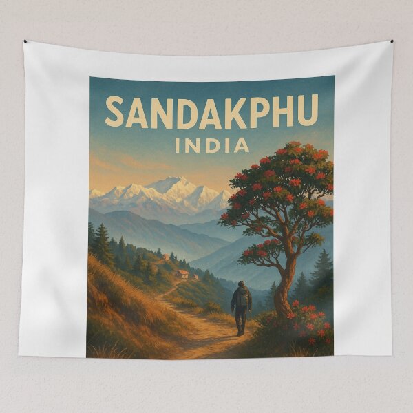 Item preview,  Trail to Sandakphu with Rhododendrons, India designed and sold by Aryabek.