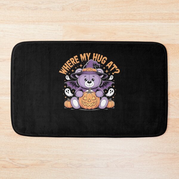 Item preview, Cute Halloween Bear with Pumpkin – Where My Hug At? Funny Spooky Design designed and sold by MissRasheedHam.