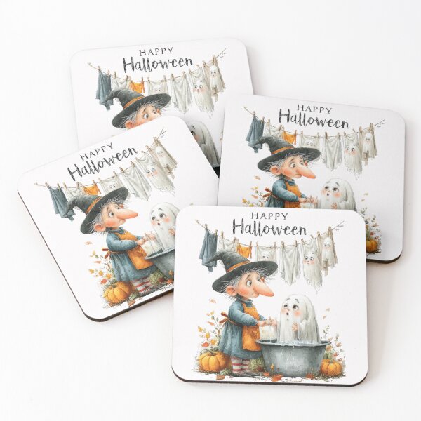 Item preview, Adorable Halloween illustration with pumpkins, laundry and little witch designed and sold by Maryna_Reine.