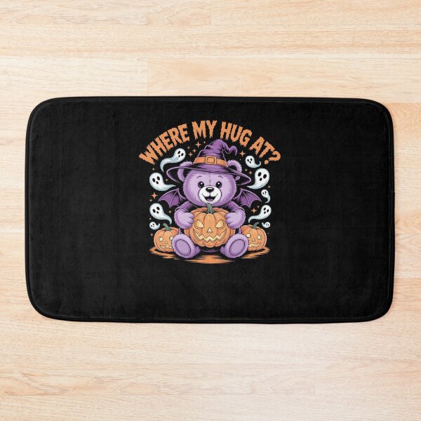 Item preview, Cute Halloween Bear with Pumpkin – Where My Hug At? Funny Spooky Design designed and sold by MissRasheedHam.