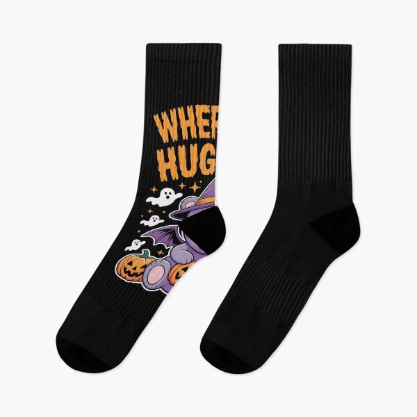 Item preview, Cute Halloween Bear with Pumpkin – Where My Hug At? Funny Spooky Design designed and sold by MissRasheedHam.