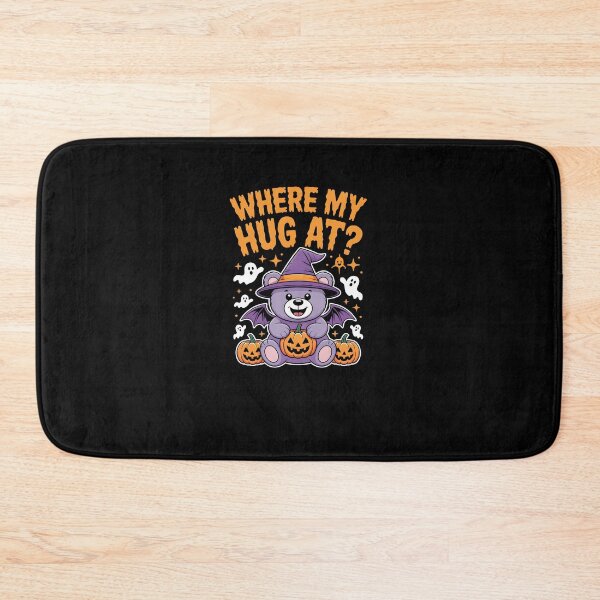 Item preview, Cute Halloween Bear with Pumpkin – Where My Hug At? Funny Spooky Design designed and sold by MissRasheedHam.