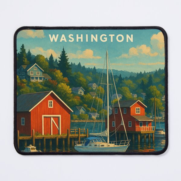 Item preview, Boats and Red Barns of Port Orchard, Washington designed and sold by Aryabek.