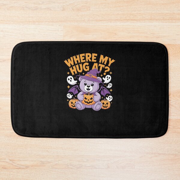 Item preview, Cute Halloween Bear with Pumpkin – Where My Hug At? Funny Spooky Design designed and sold by MissRasheedHam.
