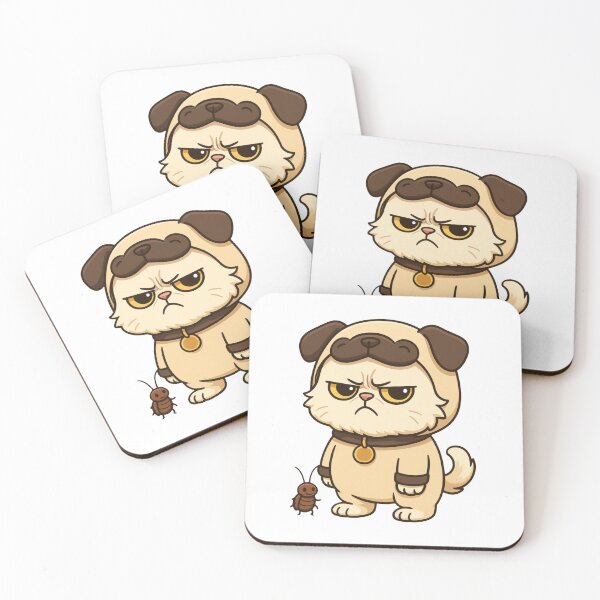 Item preview, Persian Cat in Pug Costume with Cockroach Buddy – Funny Kawaii Animal Mashup for Quirky Pet Lovers designed and sold by SnarkyTextStudiO.
